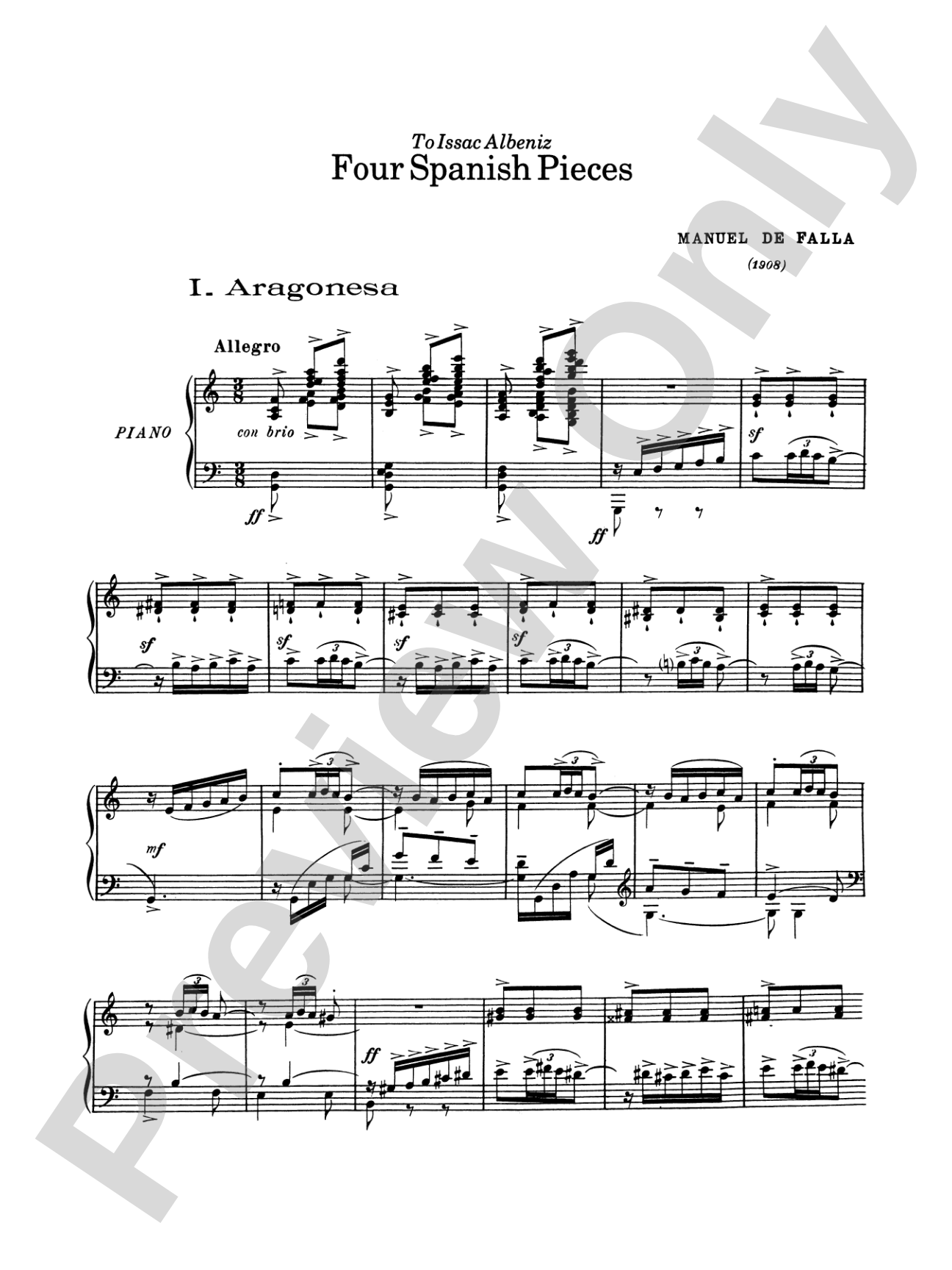 Falla: Four Spanish Pieces: Piano Book
