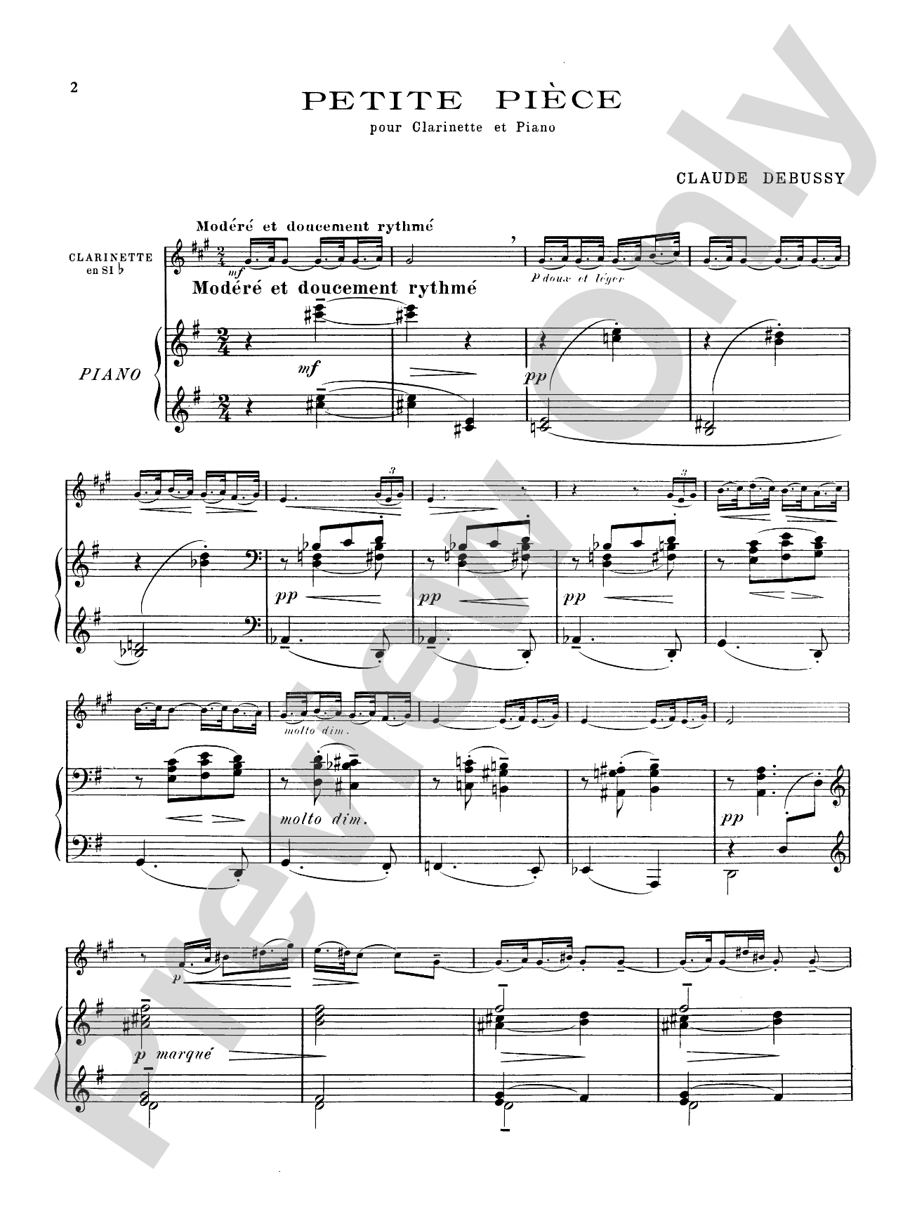 Debussy: Petite Pièce and Prèmiere Rhapsodie: Clarinet Part(s)