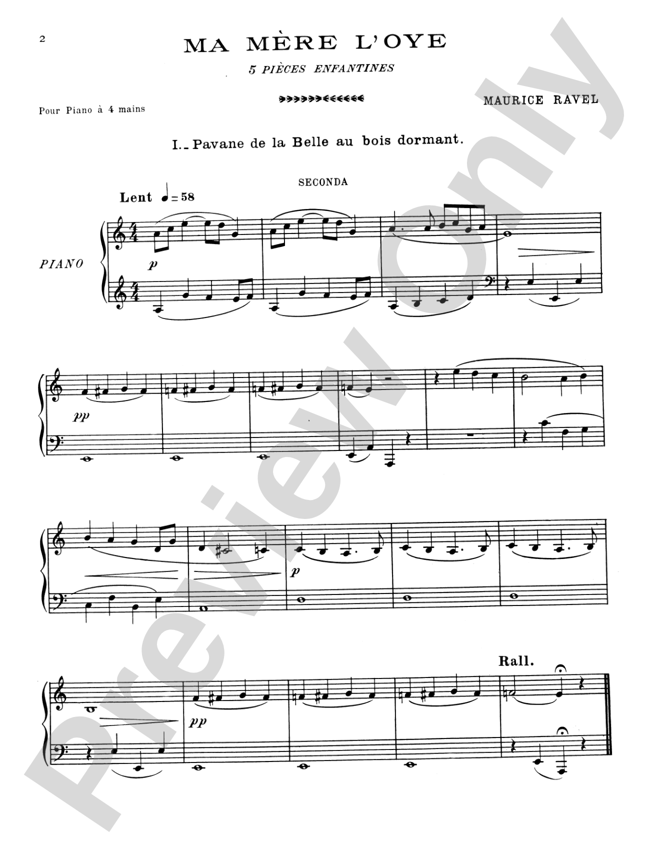 Ravel: Ma Mère l'oye (Mother Goose Suite): Piano Duet (1 Piano, 4 Hands) Book