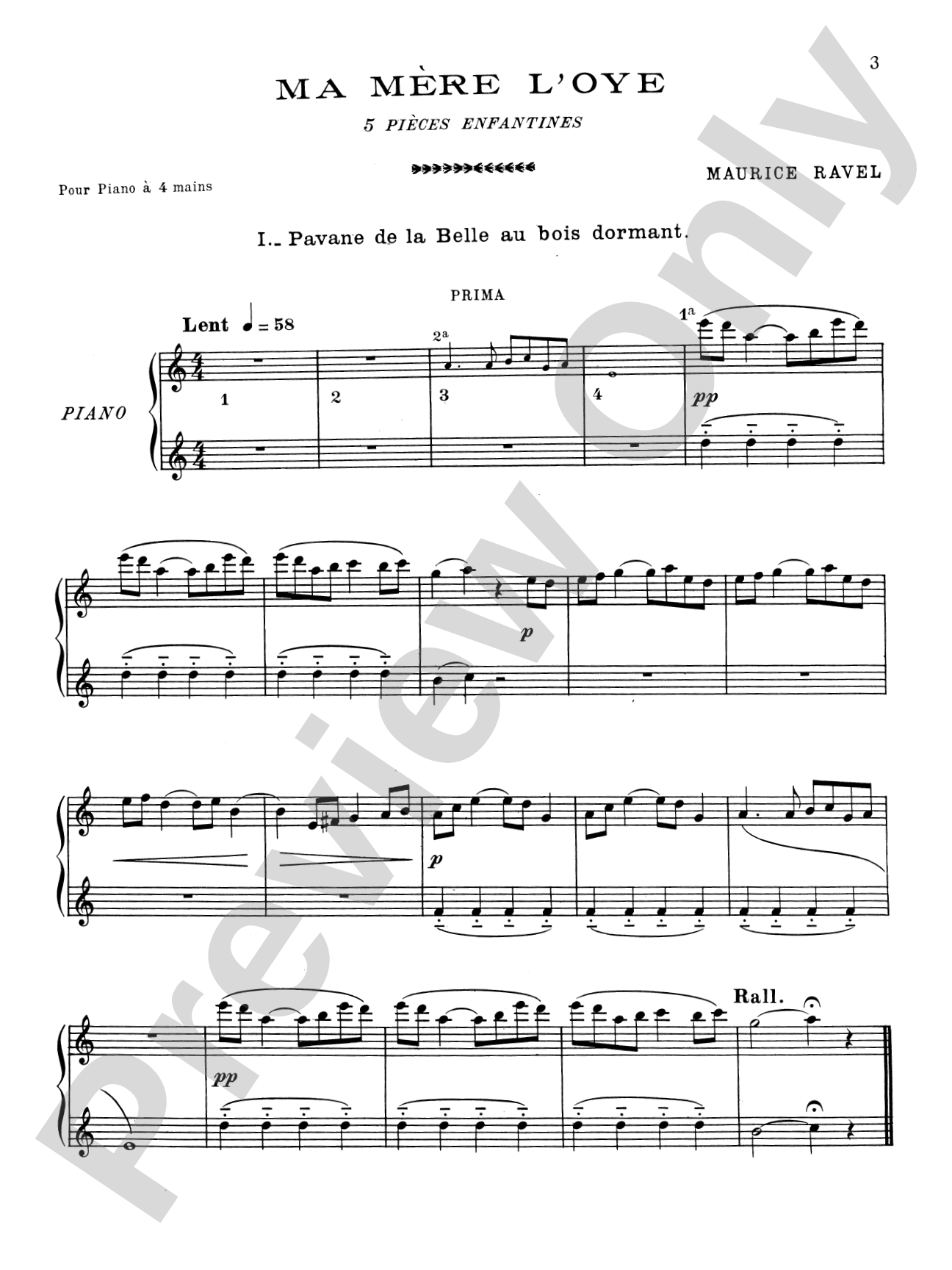 Ravel: Ma Mère l'oye (Mother Goose Suite): Piano Duet (1 Piano, 4 Hands) Book