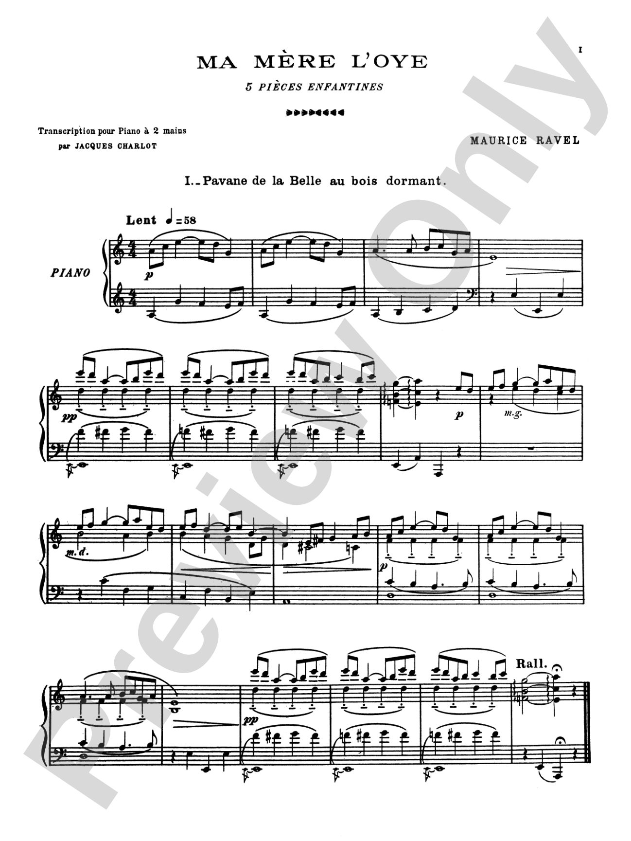 Ravel: Ma Mère l'oye (Mother Goose Suite): Piano