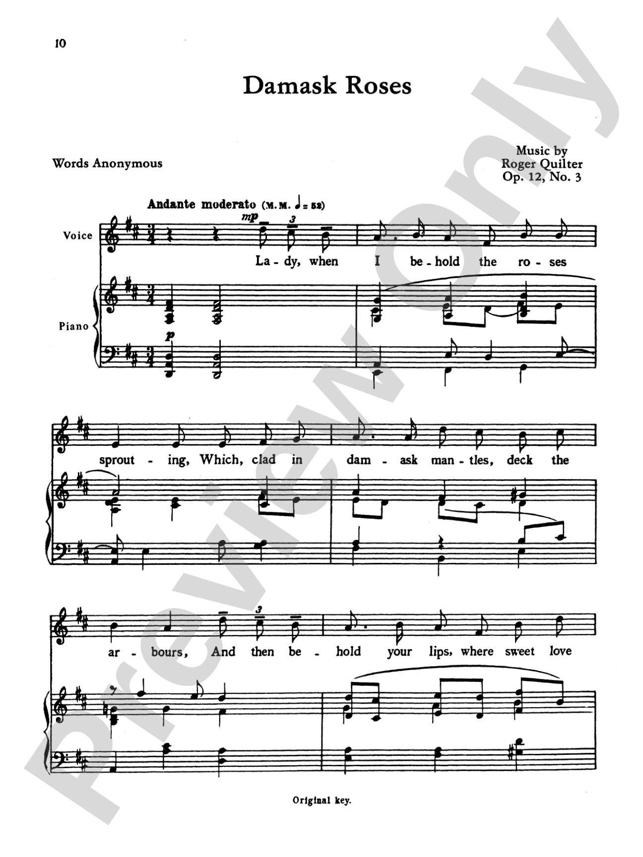 Quilter: Seven Elizabethan Lyrics, Op. 12 (High Voice, English)