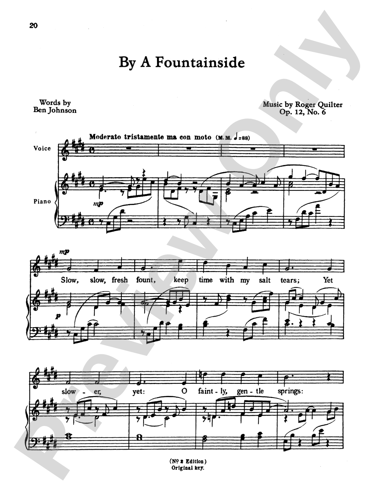 Quilter: Seven Elizabethan Lyrics, Op. 12 (High Voice, English)