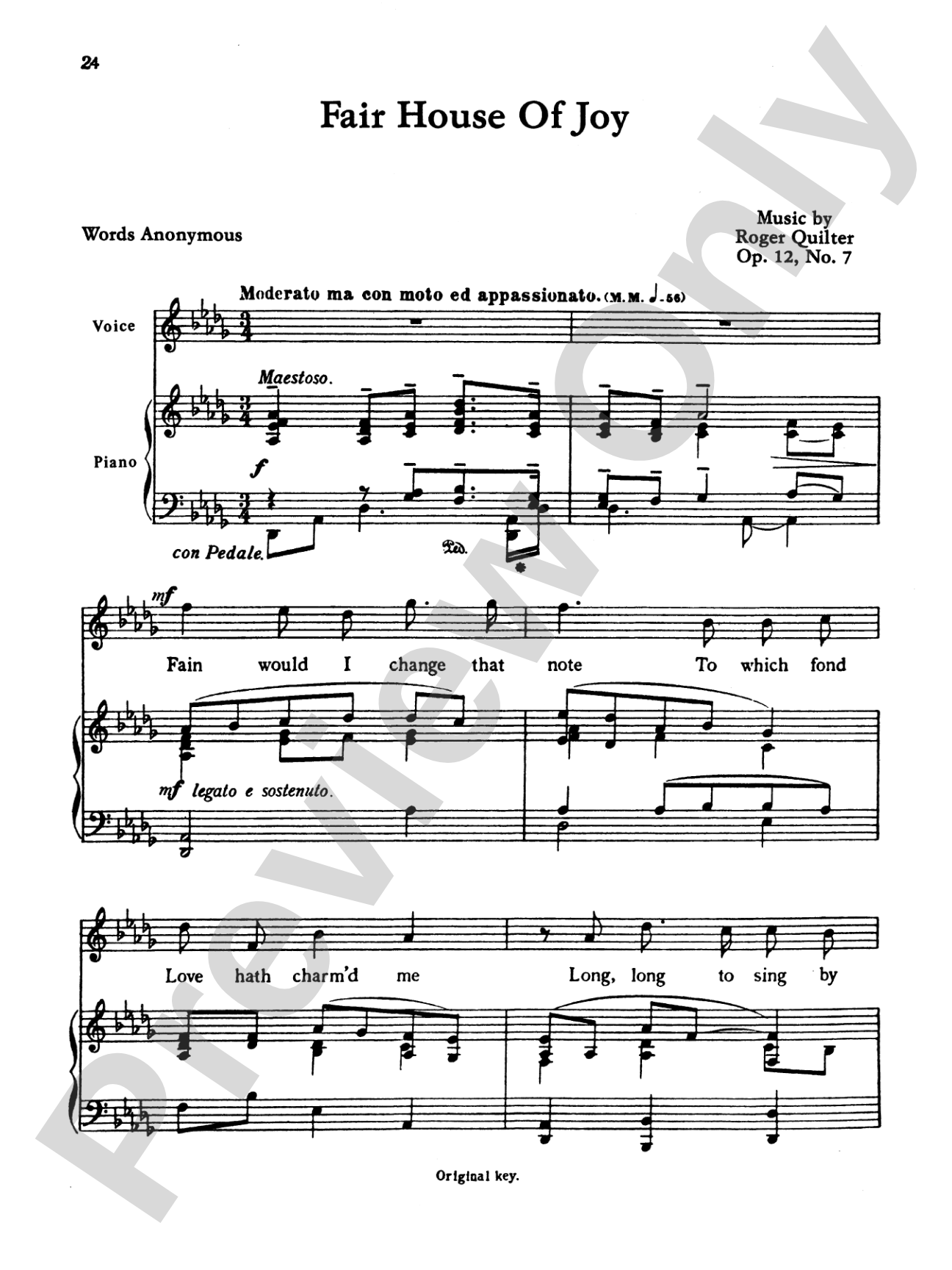 Quilter: Seven Elizabethan Lyrics, Op. 12 (High Voice, English)