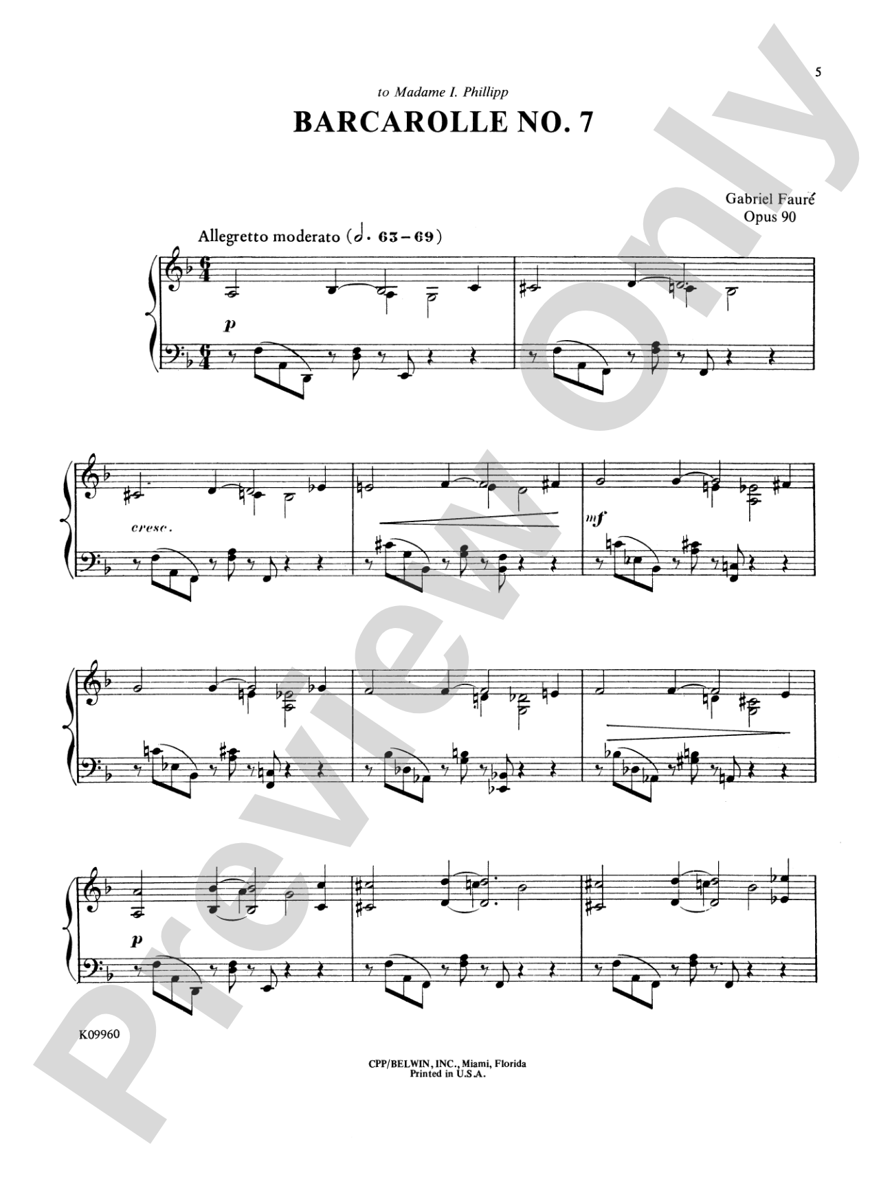 Fauré: Selected Works: Piano Book