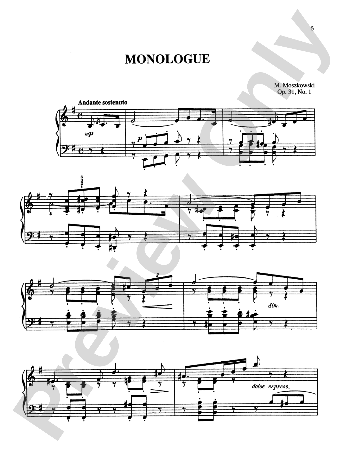 Moszkowski: Six Pieces, Op. 31: Piano Book
