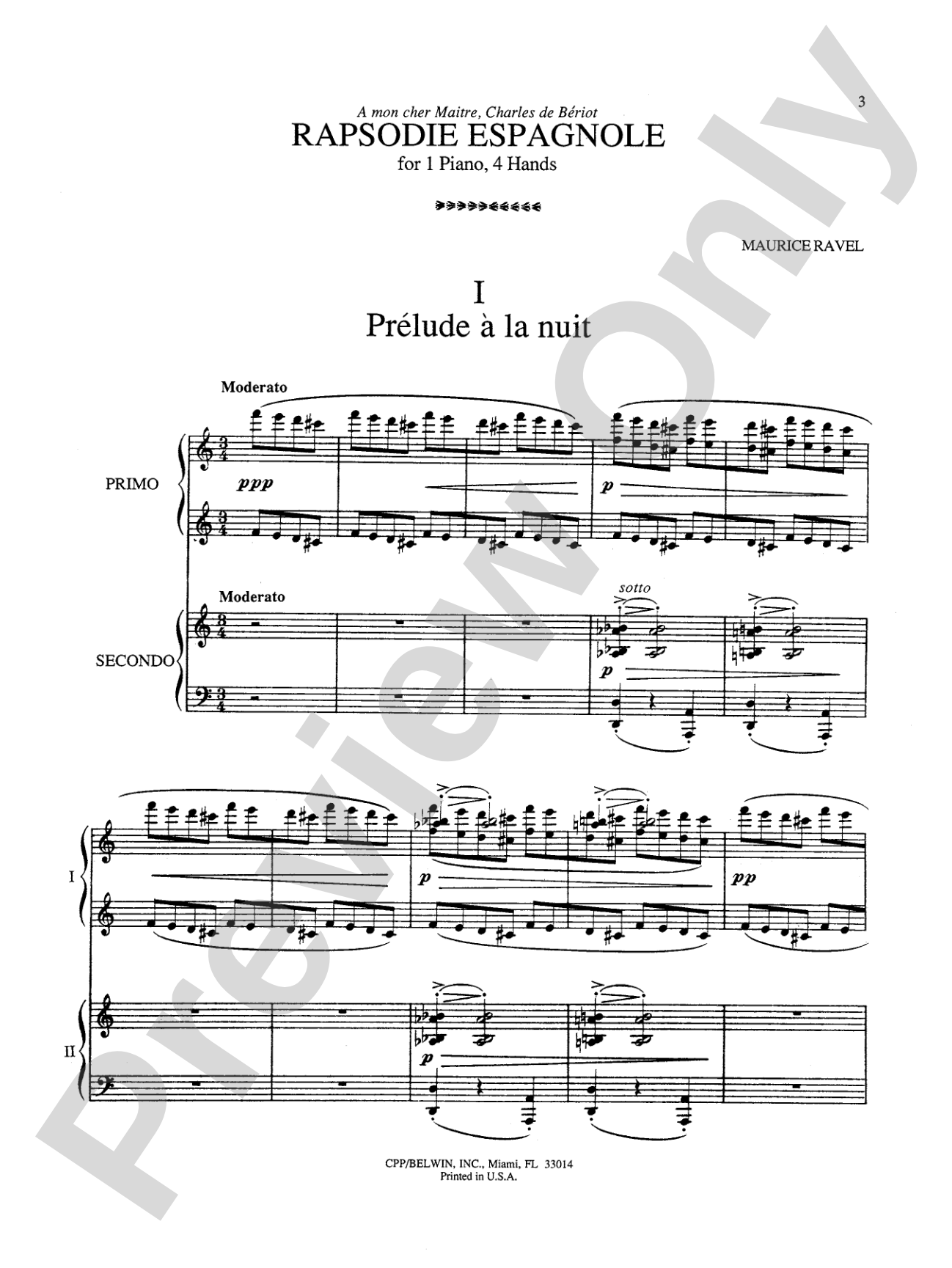 Ravel: Rhapsodie Espagnole: Piano Duet (1 Piano, 4 Hands)