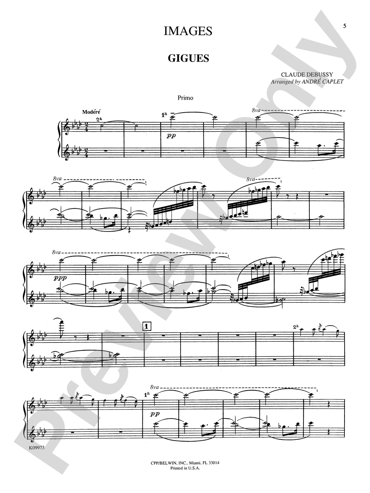 Debussy: Images (Volume I) (Transcr. Caplet): Piano Duet (1 Piano, 4 Hands) Book