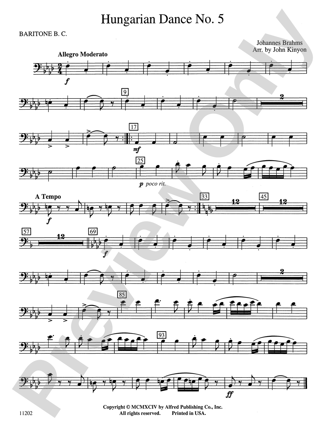 Hungarian Dance No. 5: Baritone B.C.