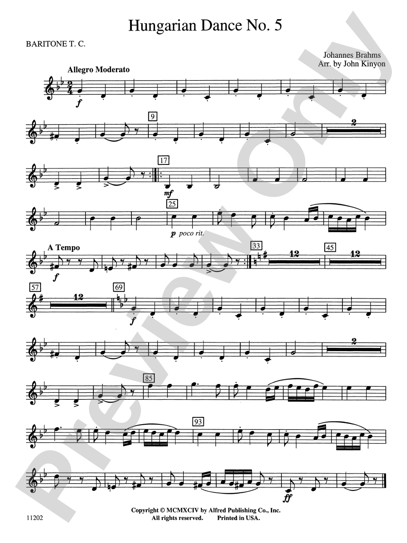 Hungarian Dance No. 5: Baritone T.C.