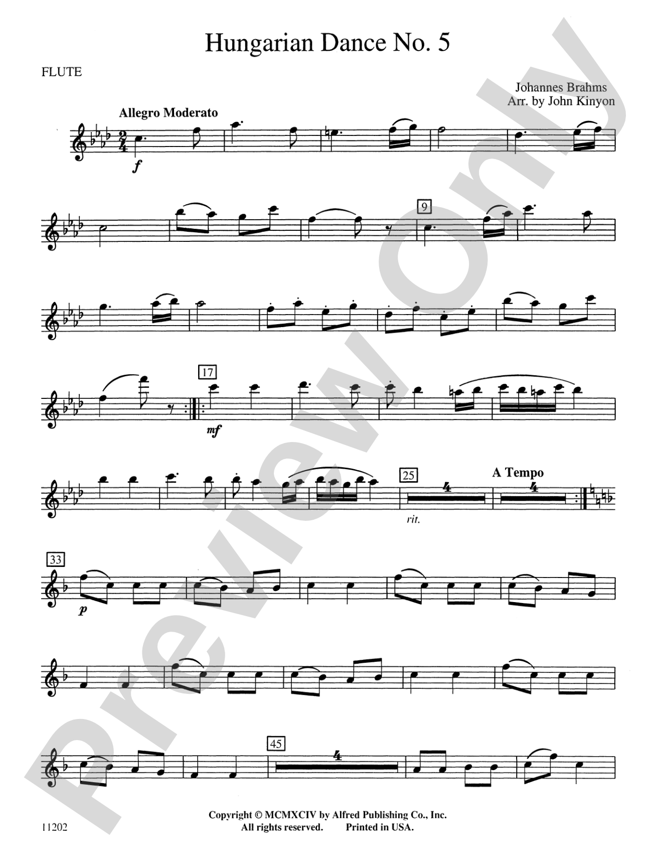 Hungarian Dance No. 5: Flute