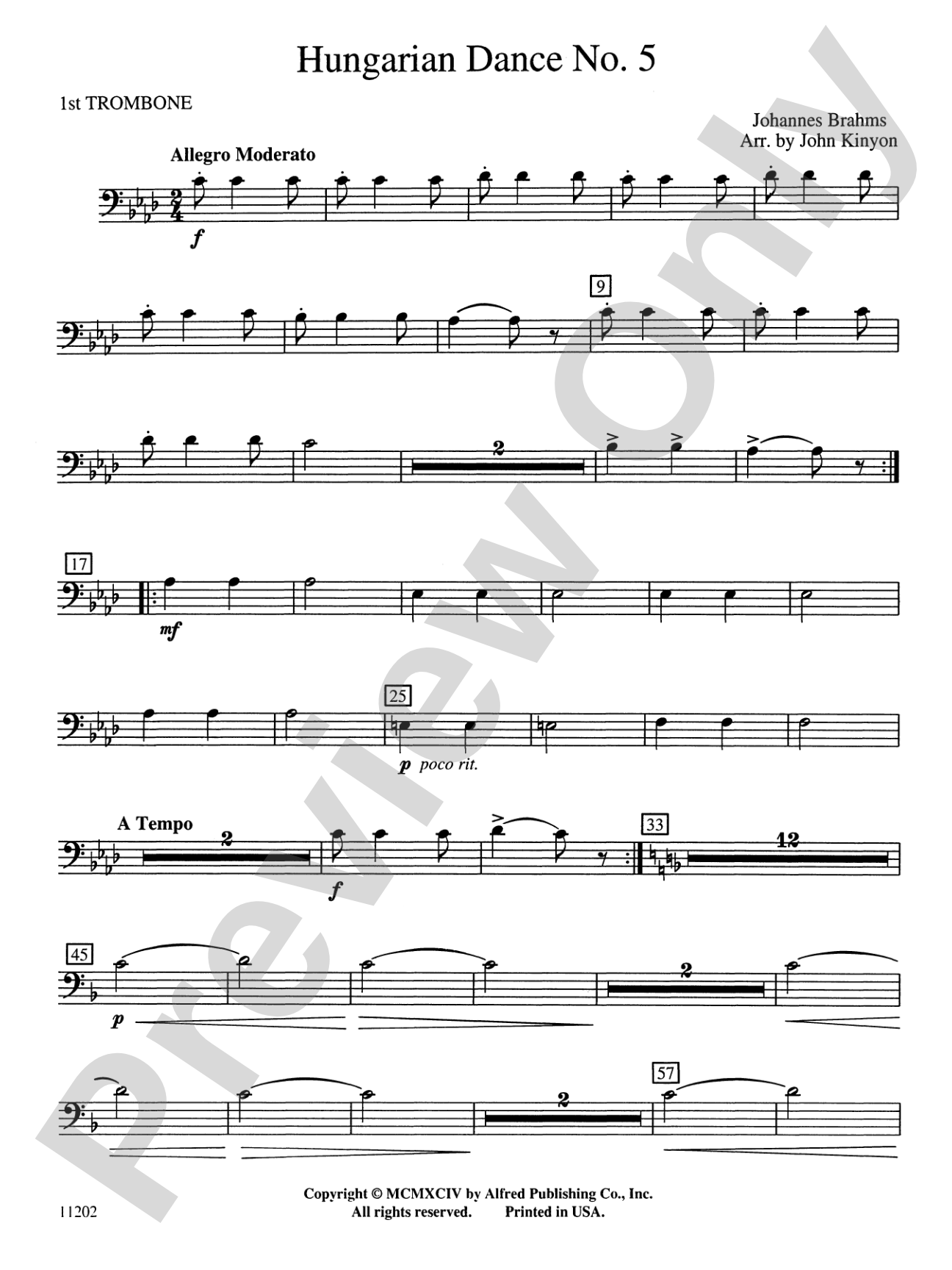 Hungarian Dance No. 5: 1st Trombone