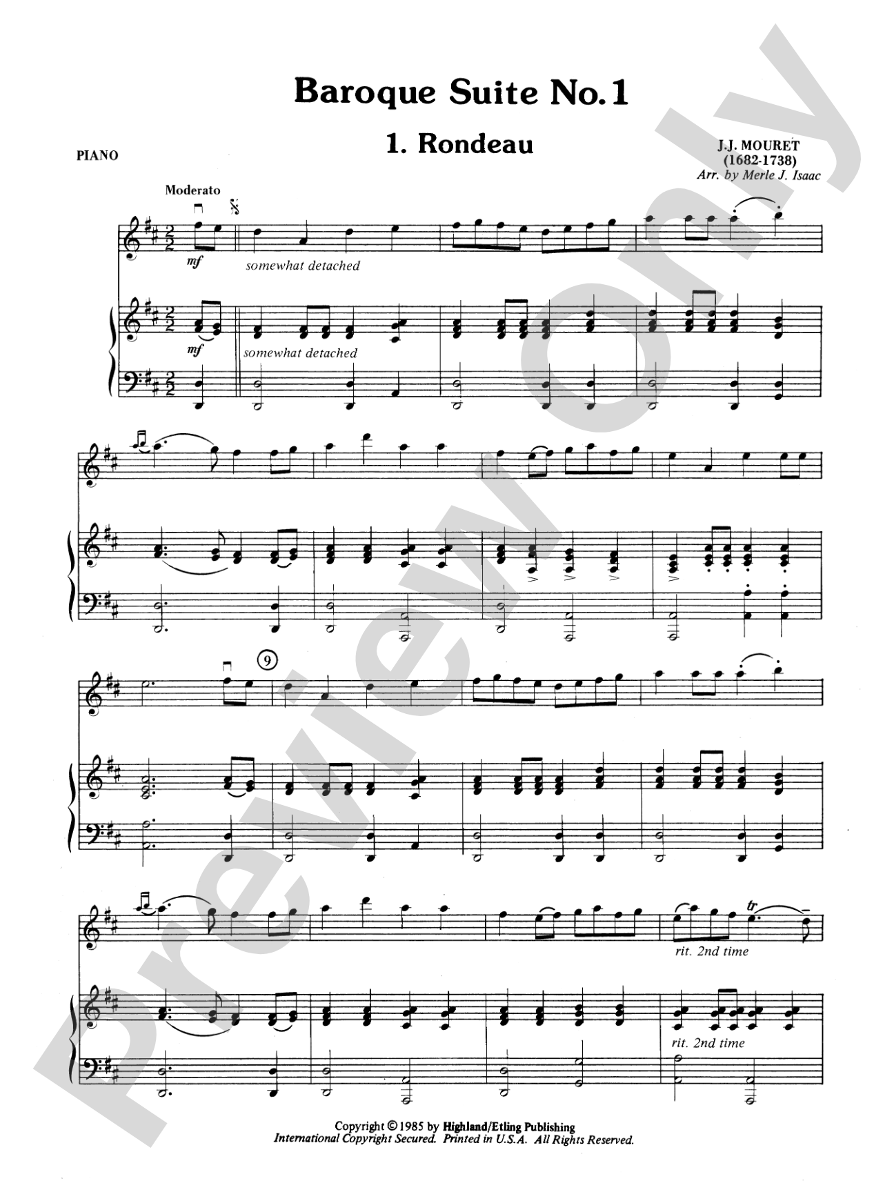 Baroque Suite No. 1: Piano Accompaniment