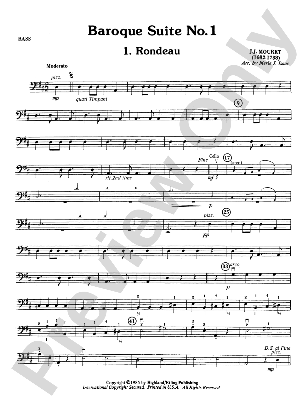 Baroque Suite No. 1: String Bass