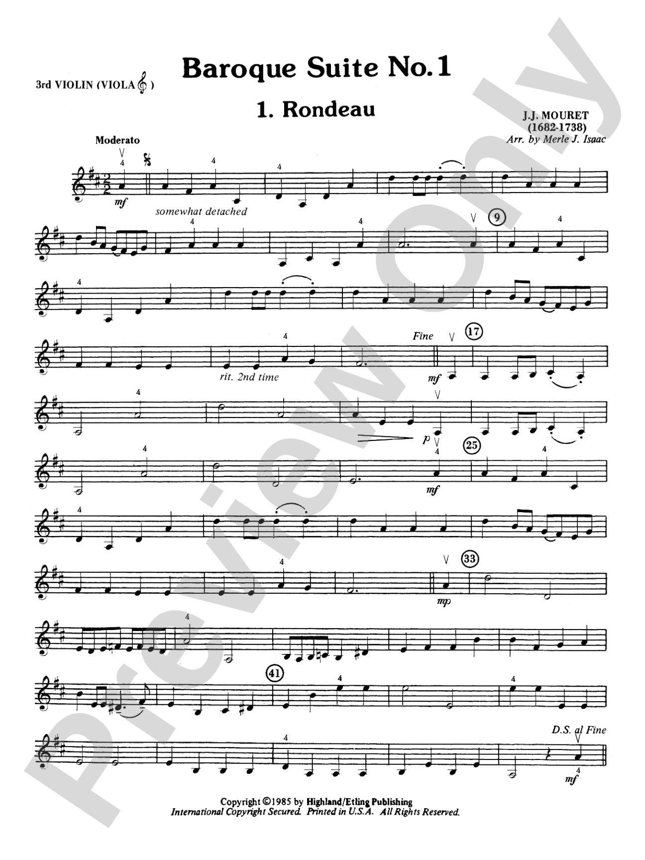 Baroque Suite No. 1: 3rd Violin (Viola [TC])