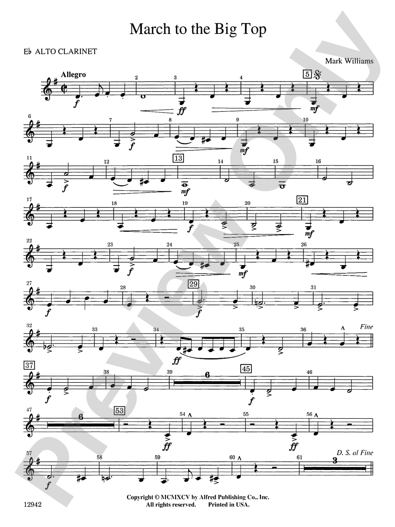 March to the Big Top: E-flat Alto Clarinet