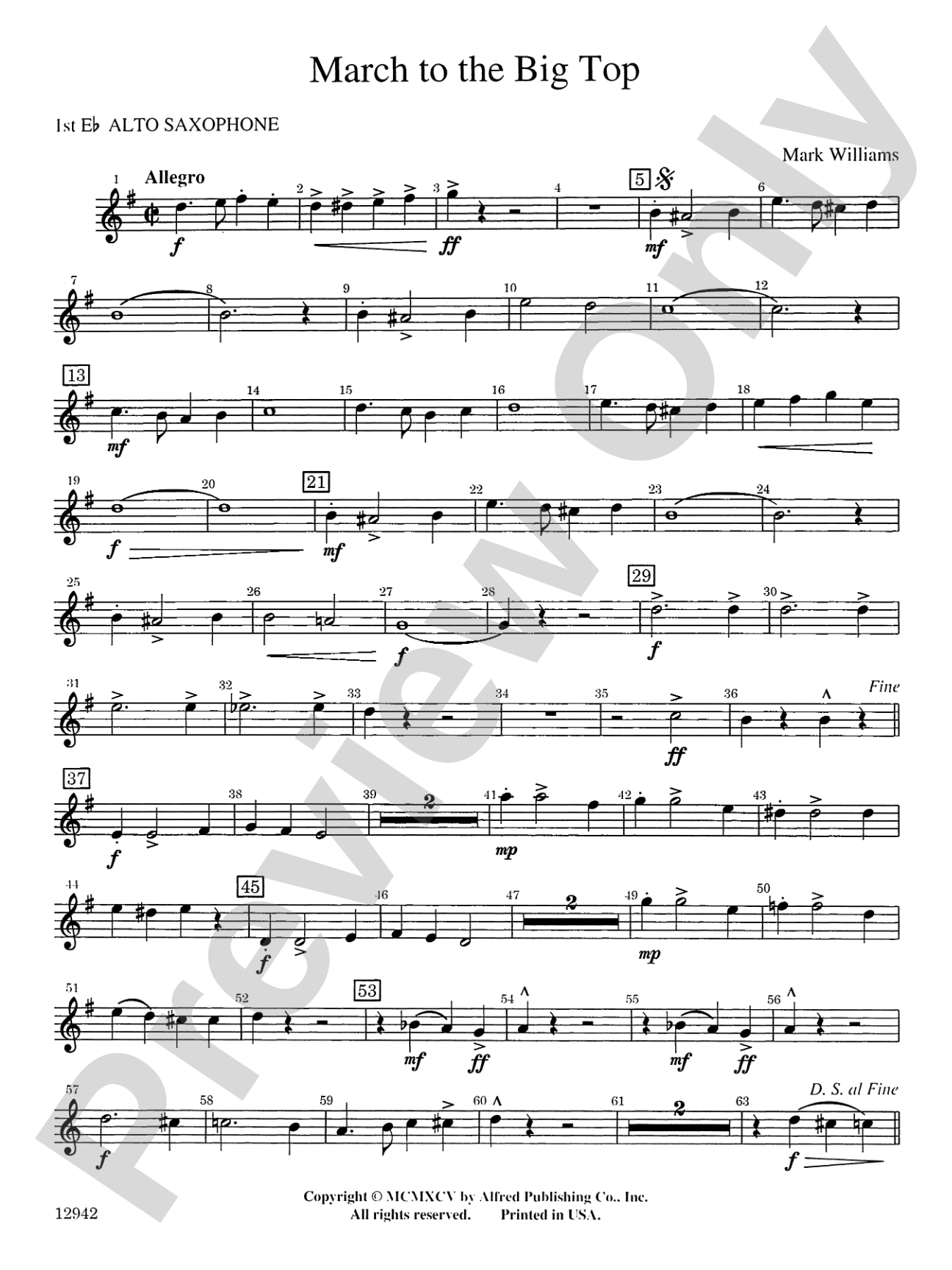 March to the Big Top: E-flat Alto Saxophone