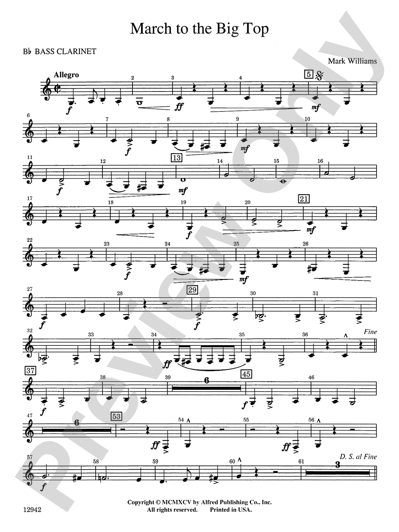March to the Big Top: B-flat Bass Clarinet