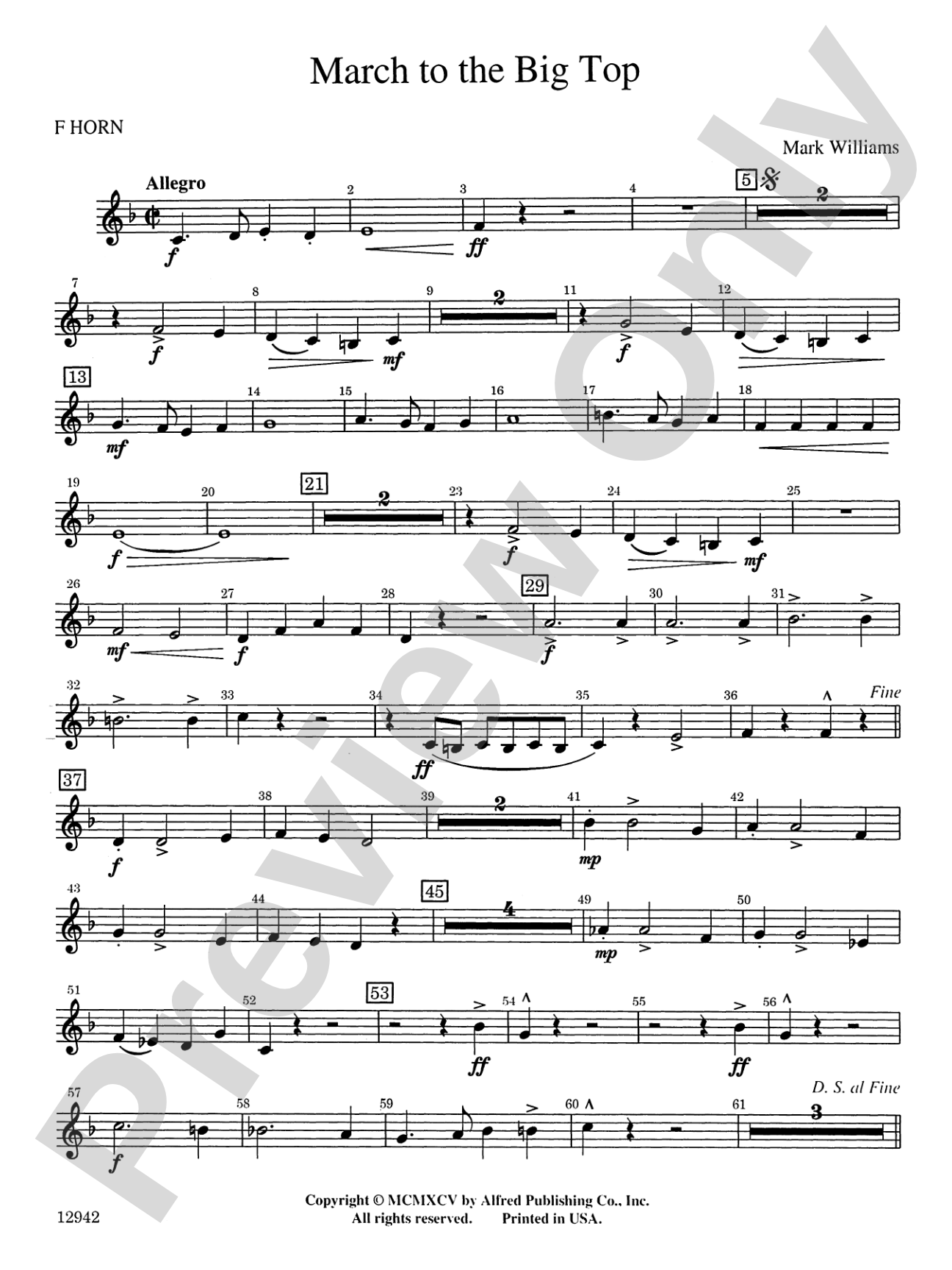 March to the Big Top: 1st F Horn