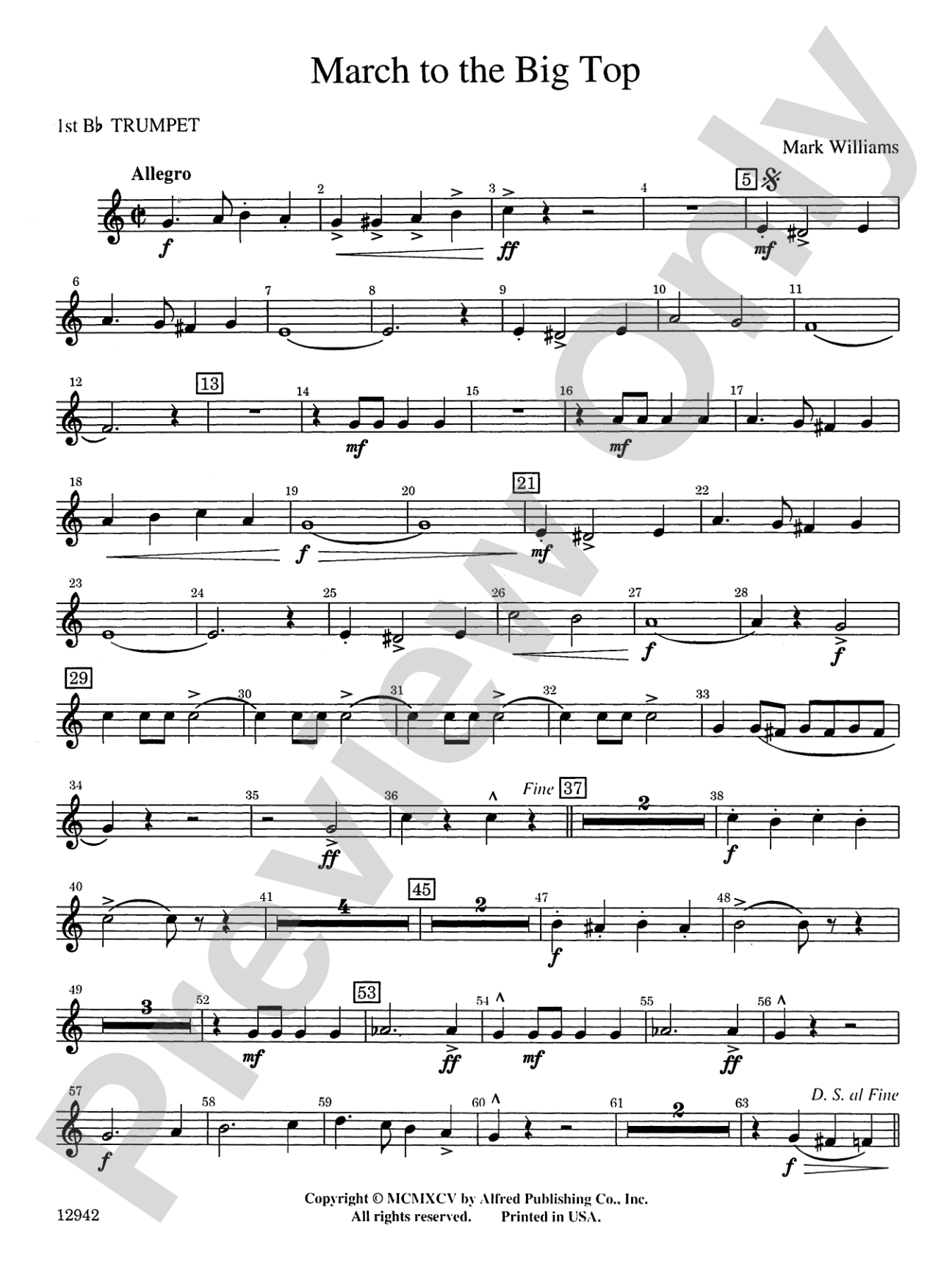 March to the Big Top: 1st B-flat Trumpet