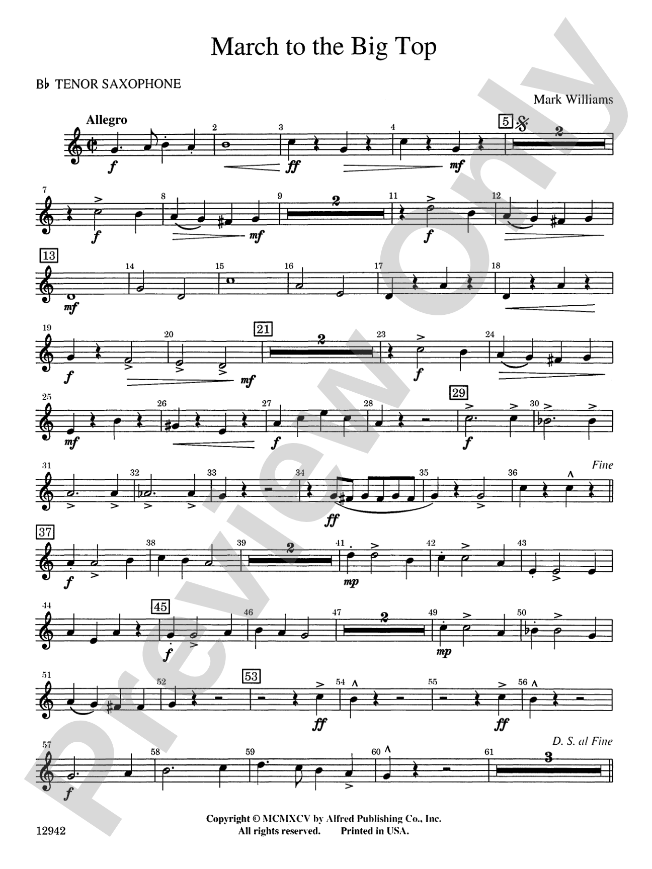 March to the Big Top: B-flat Tenor Saxophone