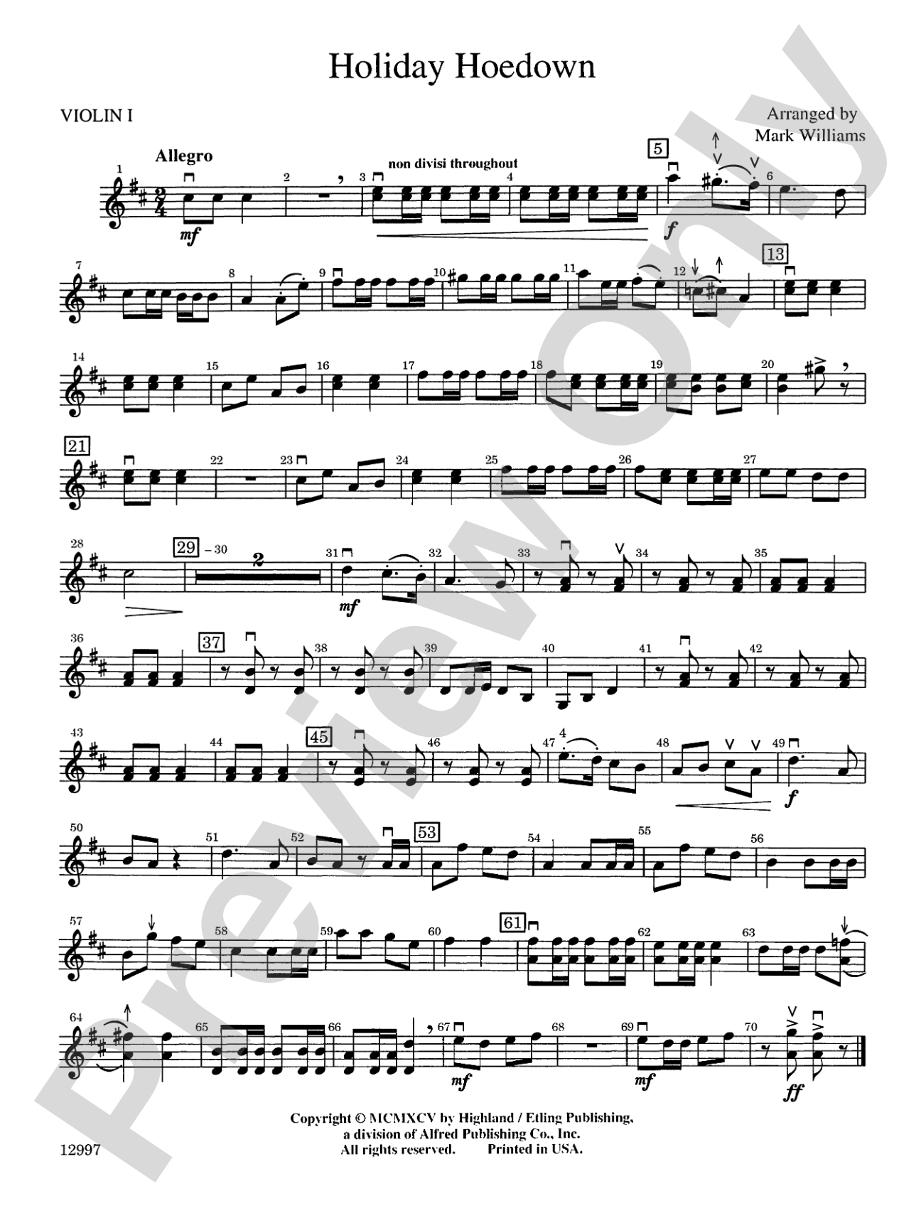 Holiday Hoedown: 1st Violin