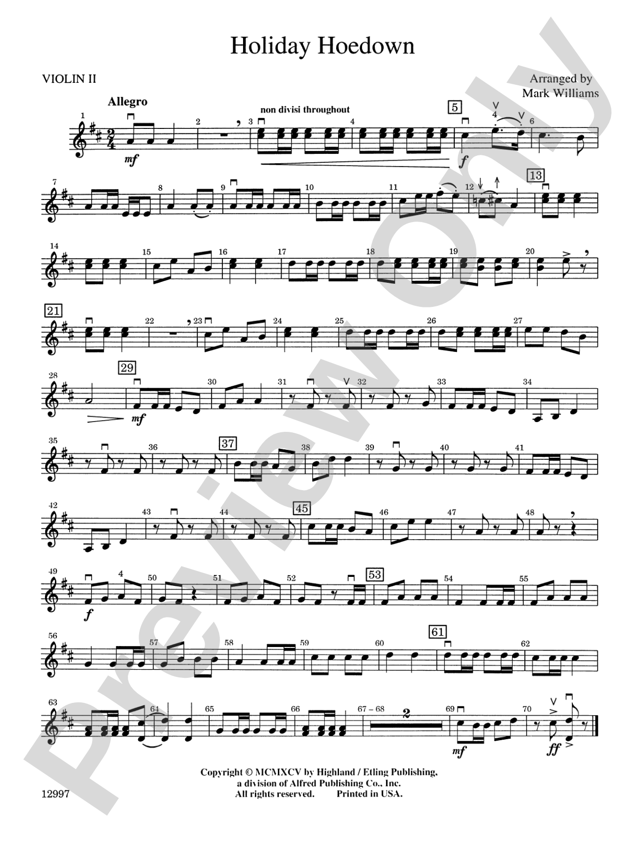 Holiday Hoedown: 2nd Violin