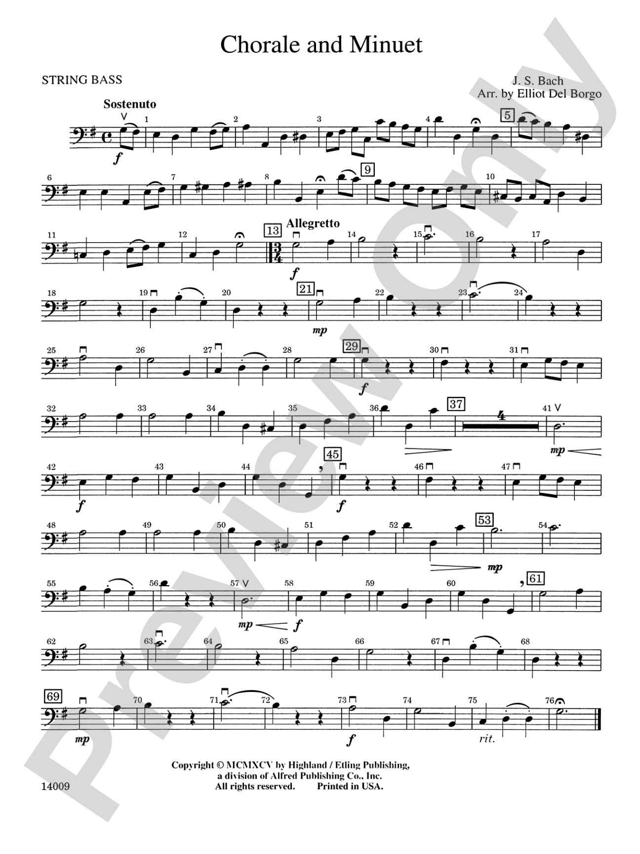 Chorale and Minuet: String Bass