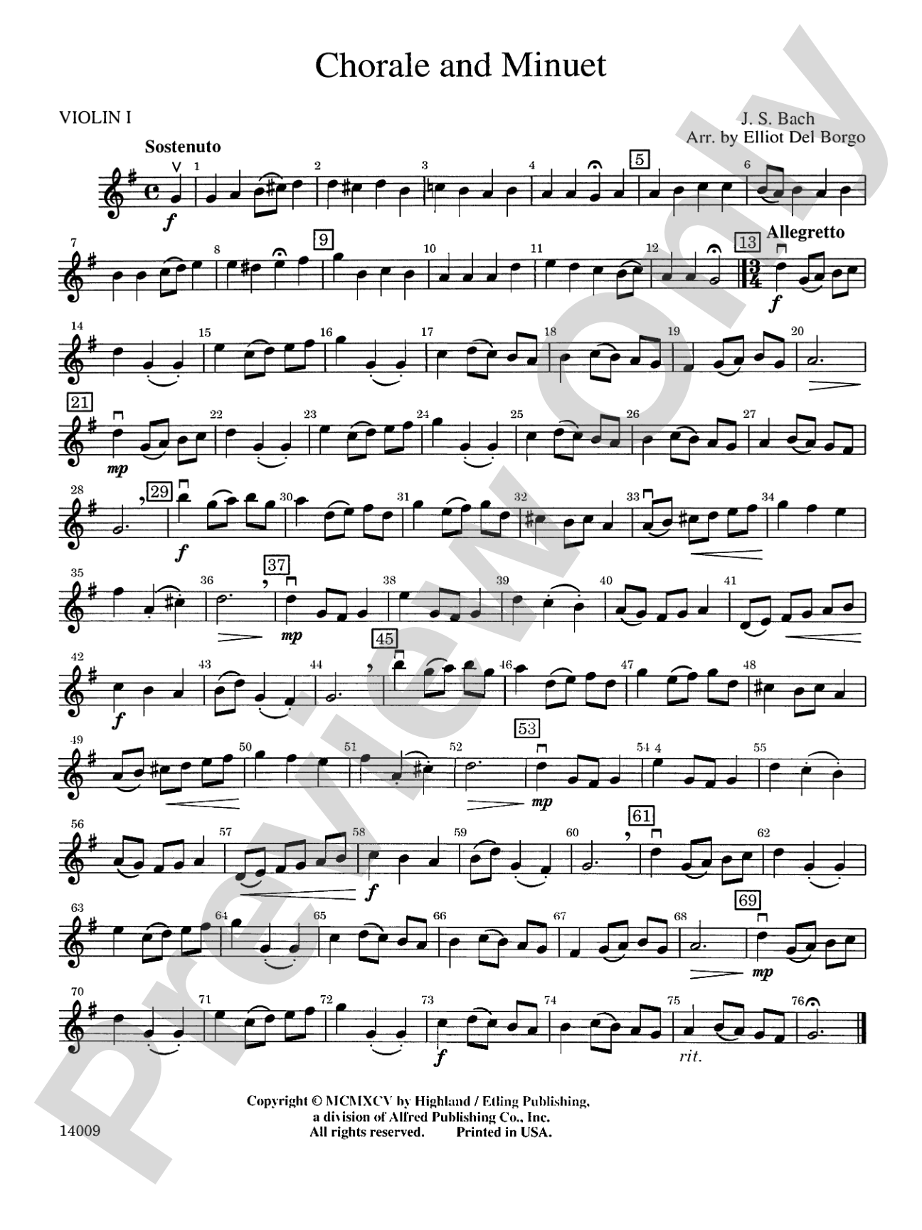 Chorale and Minuet: 1st Violin