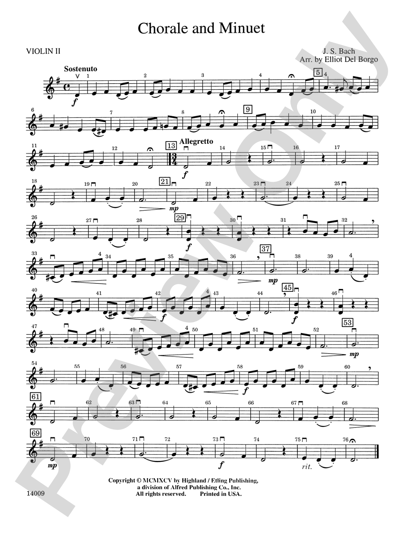 Chorale and Minuet: 2nd Violin