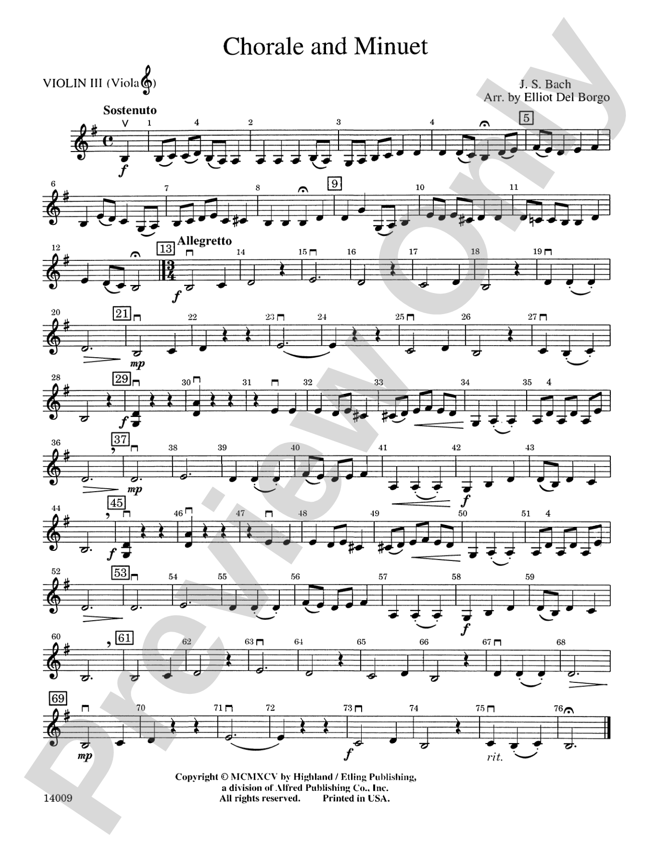 Chorale and Minuet: 3rd Violin (Viola [TC])