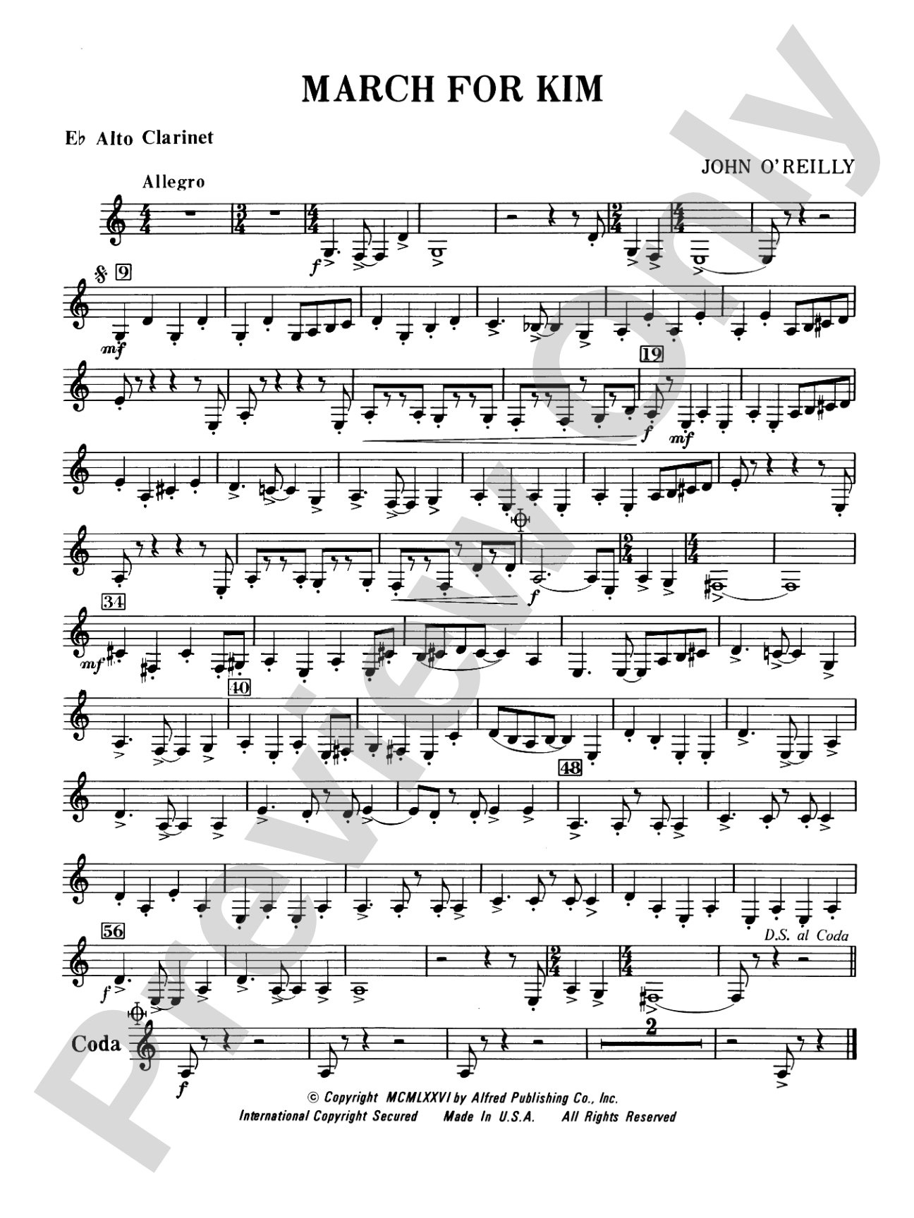 March for Kim: E-flat Alto Clarinet