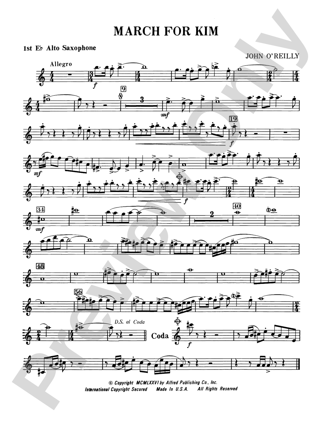 March for Kim: E-flat Alto Saxophone