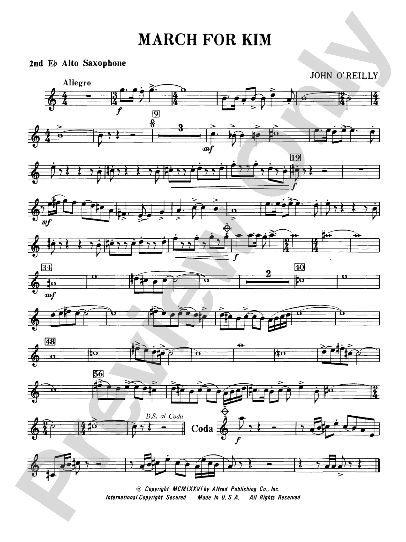 March for Kim: 2nd E-flat Alto Saxophone