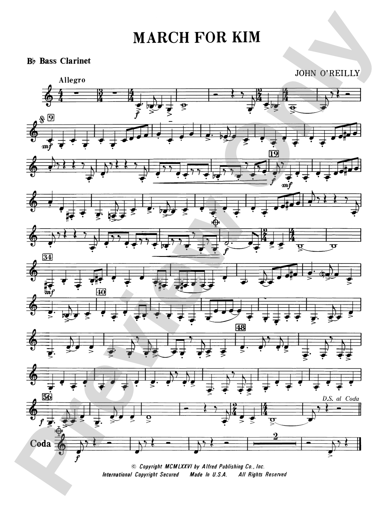 March for Kim: B-flat Bass Clarinet