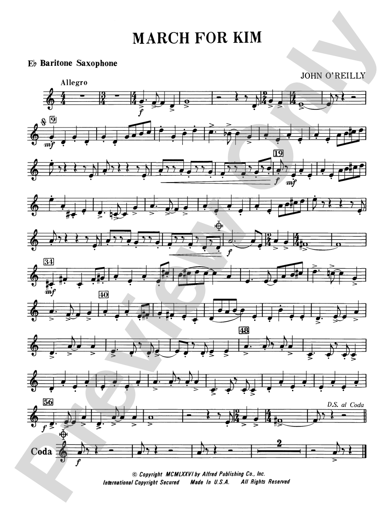 March for Kim: E-flat Baritone Saxophone