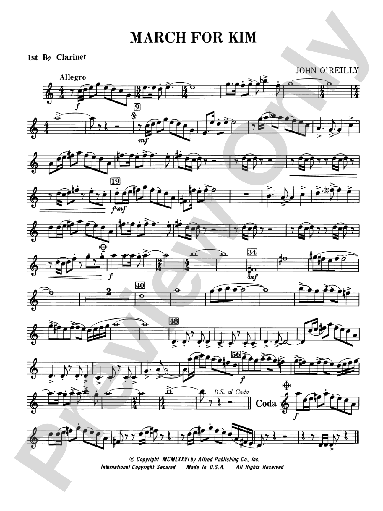 March for Kim: 1st B-flat Clarinet