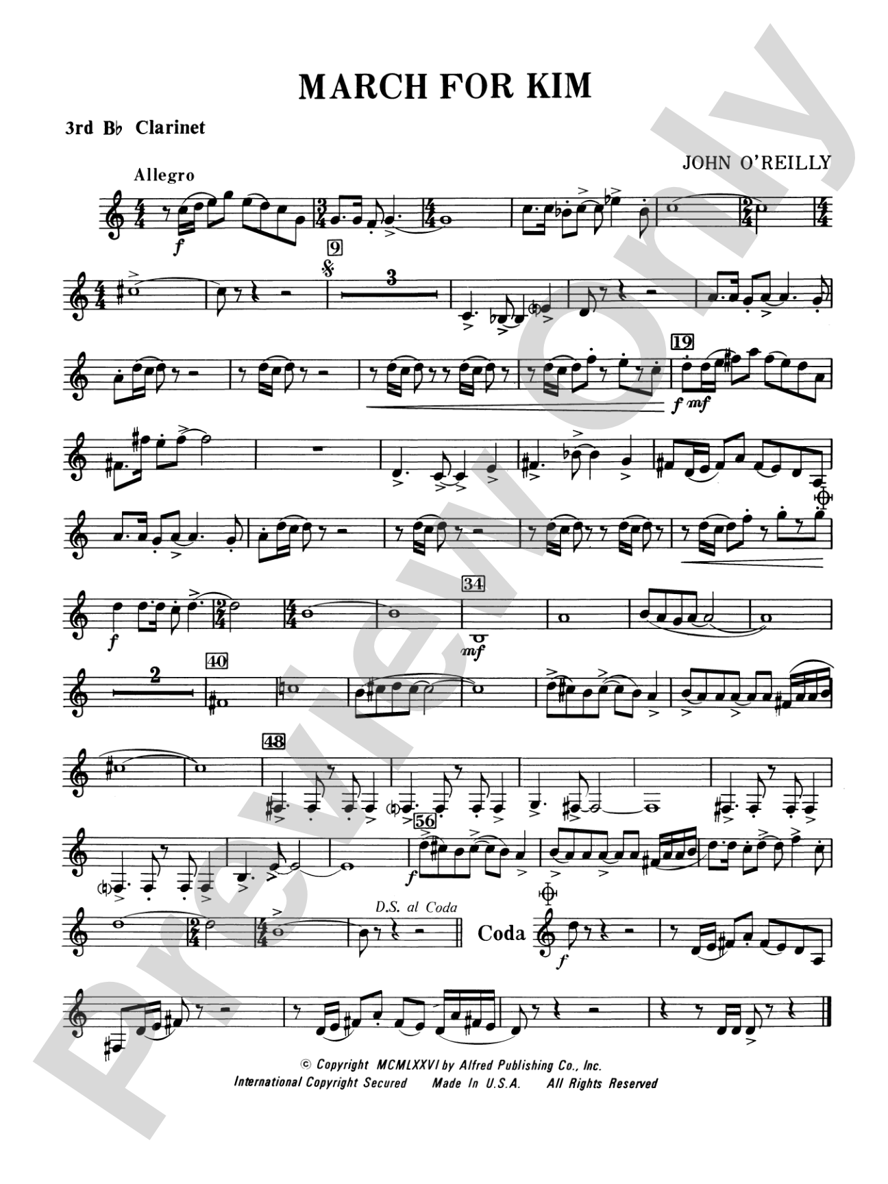 March for Kim: 3rd B-flat Clarinet