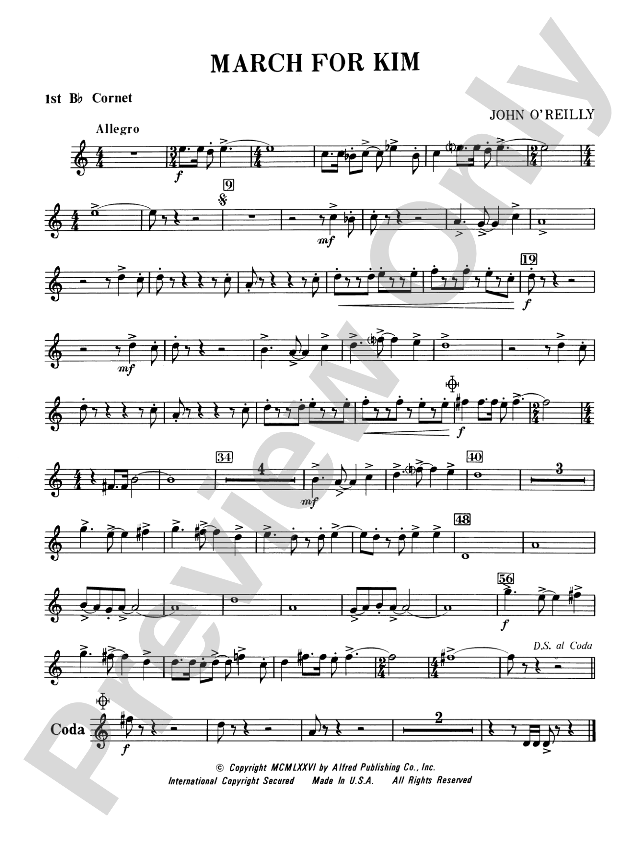 March for Kim: 1st B-flat Cornet