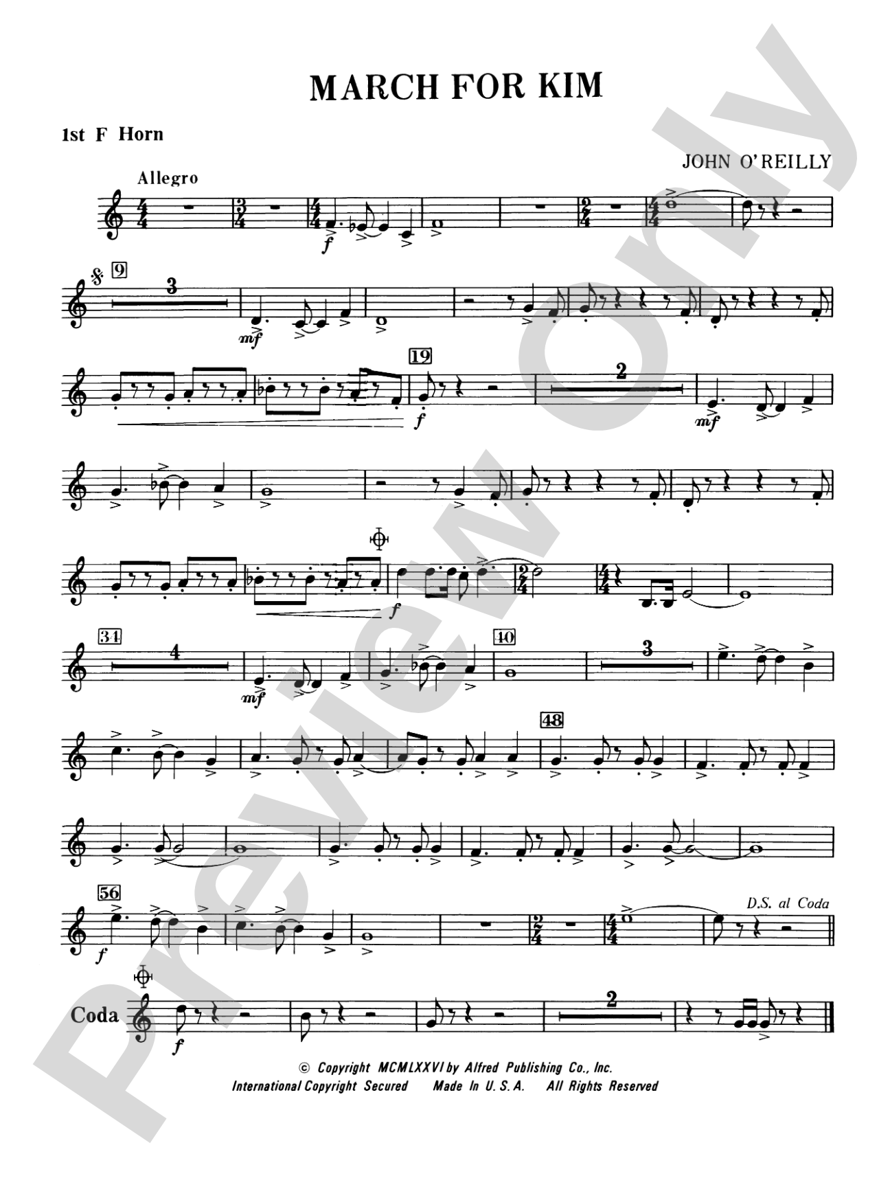 March for Kim: 1st F Horn