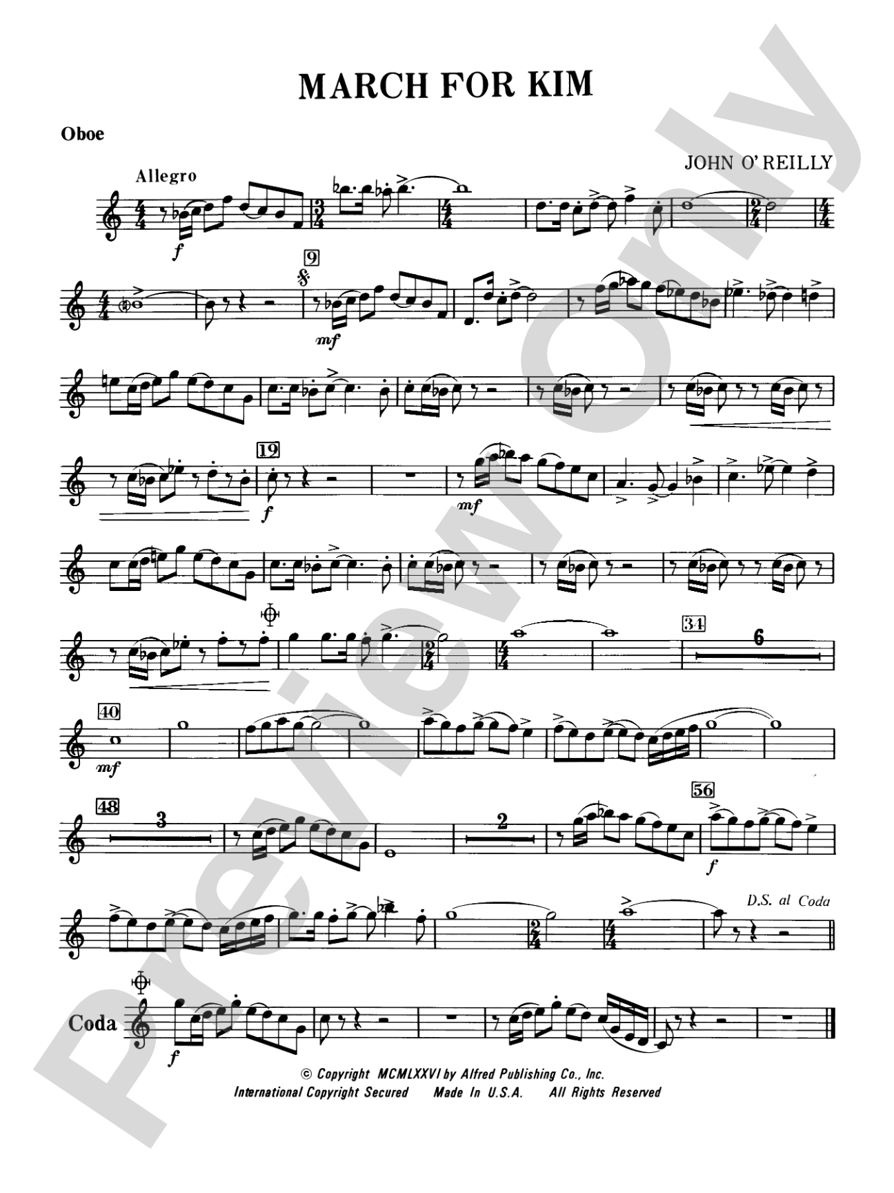 March for Kim: Oboe