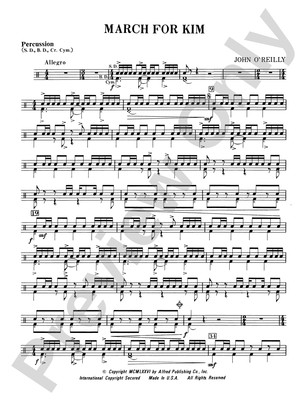 March for Kim: 1st Percussion