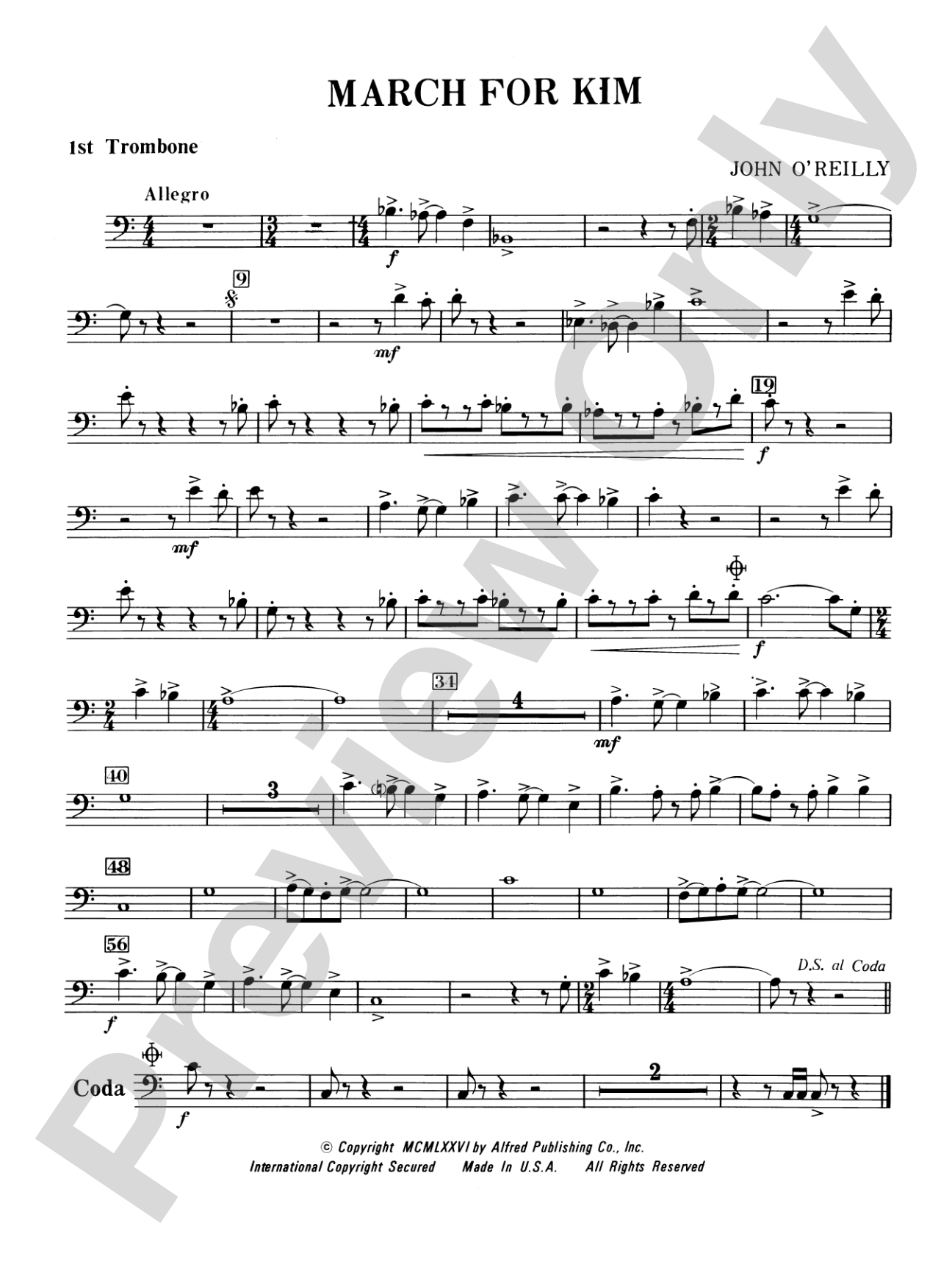 March for Kim: 1st Trombone