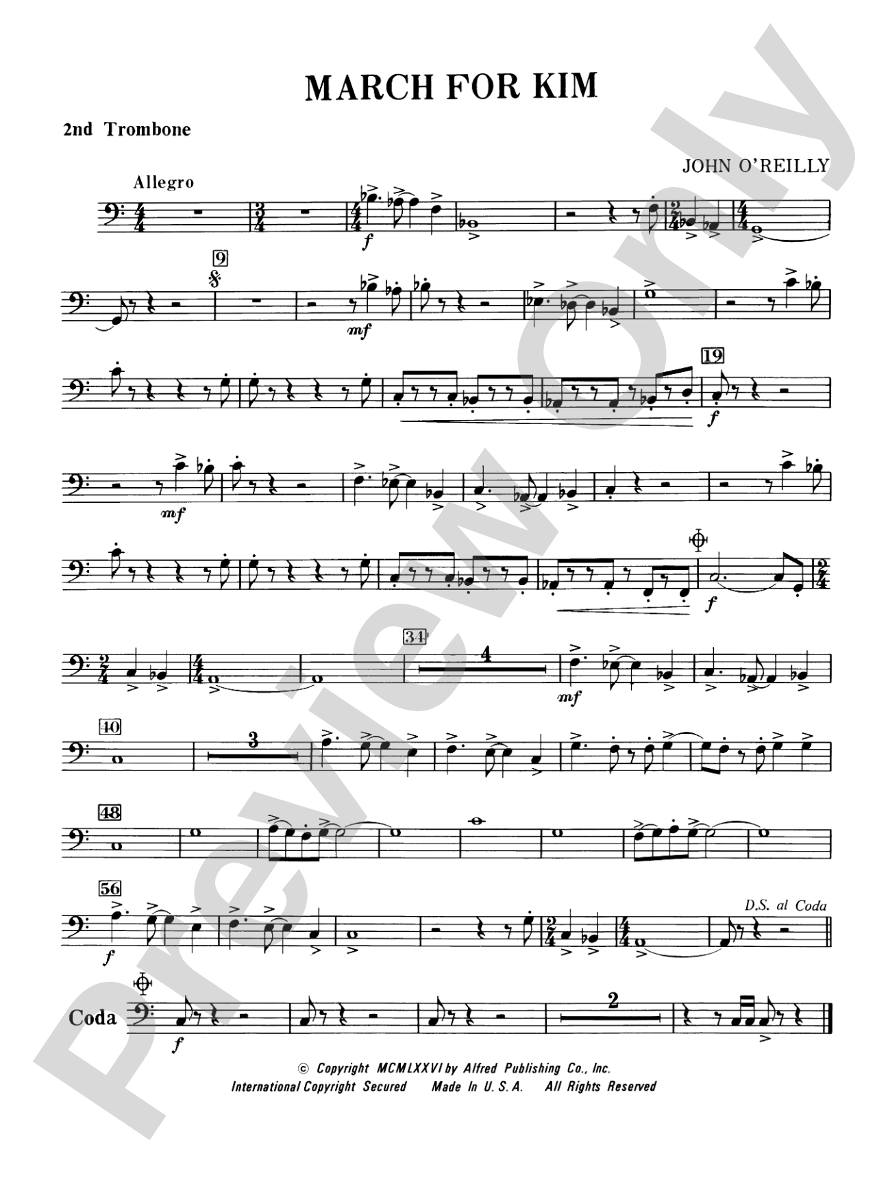 March for Kim: 2nd Trombone