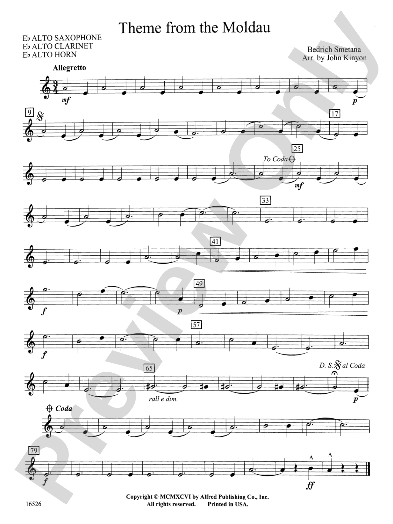 Theme from "The Moldau": E-flat Alto Saxophone