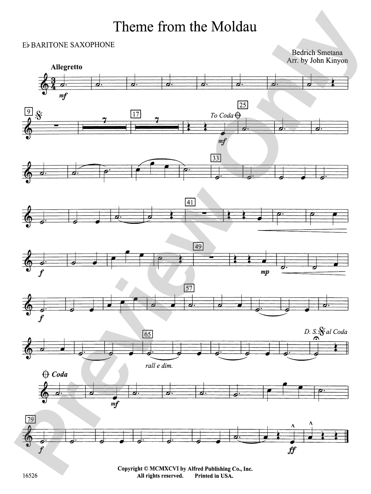 Theme from "The Moldau": E-flat Baritone Saxophone