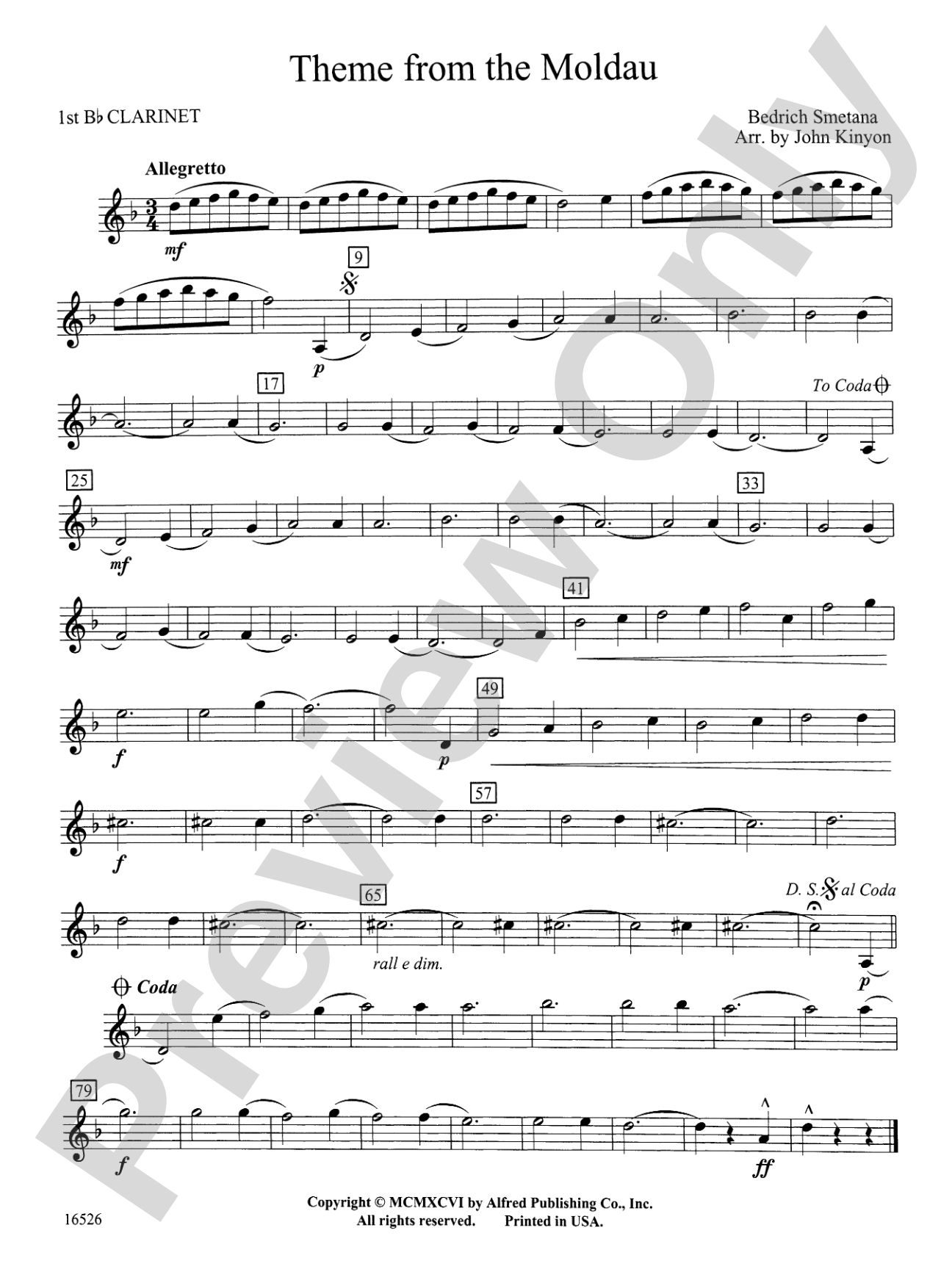 Theme from "The Moldau": 1st B-flat Clarinet