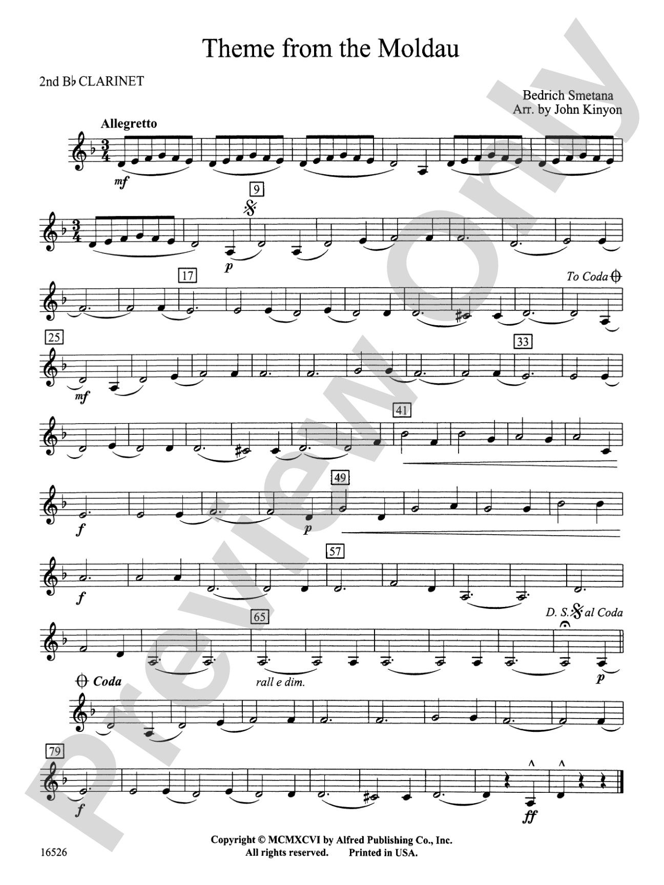 Theme from "The Moldau": 2nd B-flat Clarinet