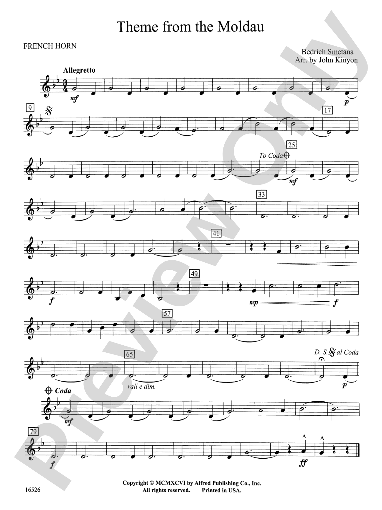 Theme from "The Moldau": 1st F Horn