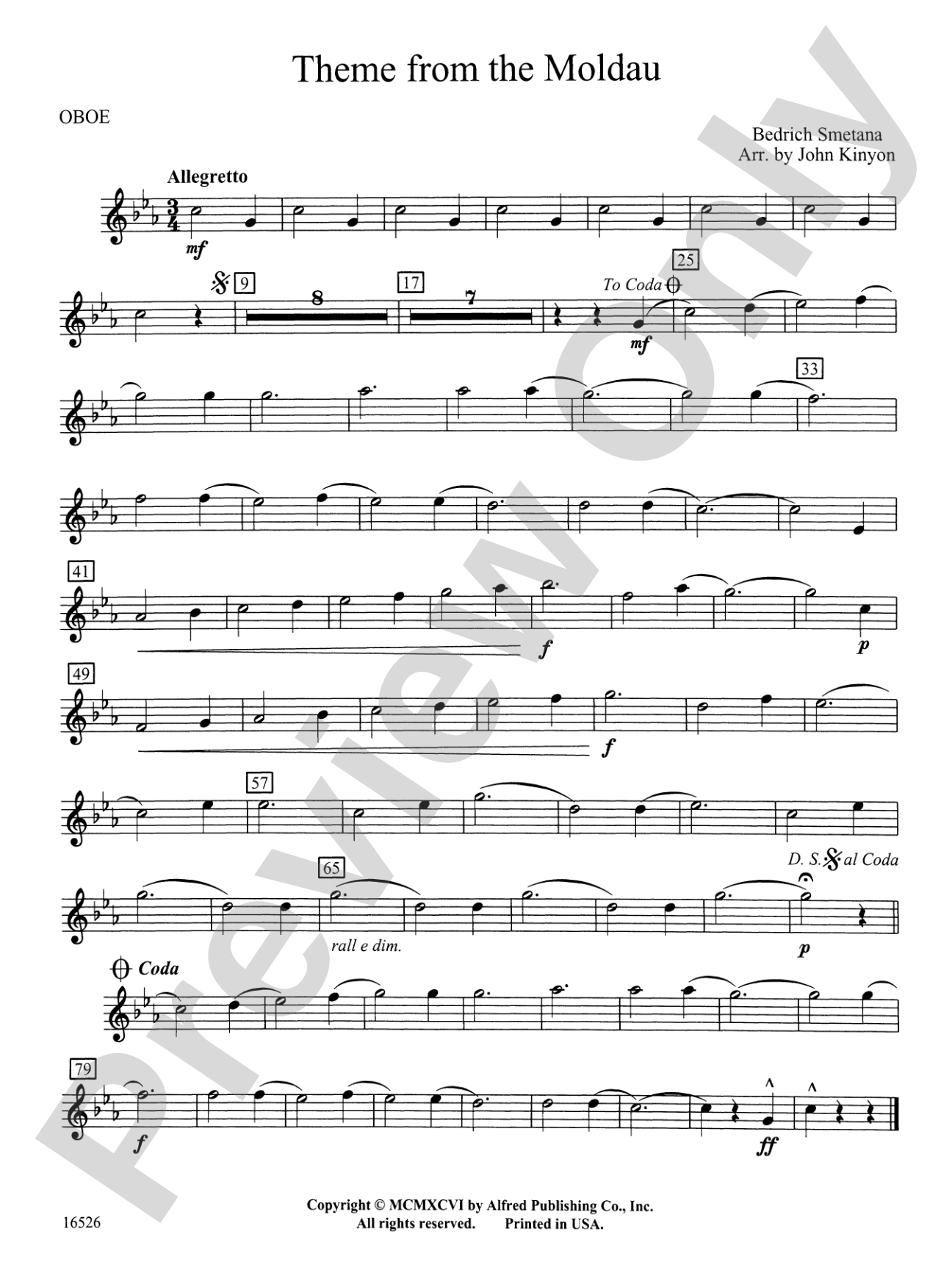 Theme from "The Moldau": Oboe